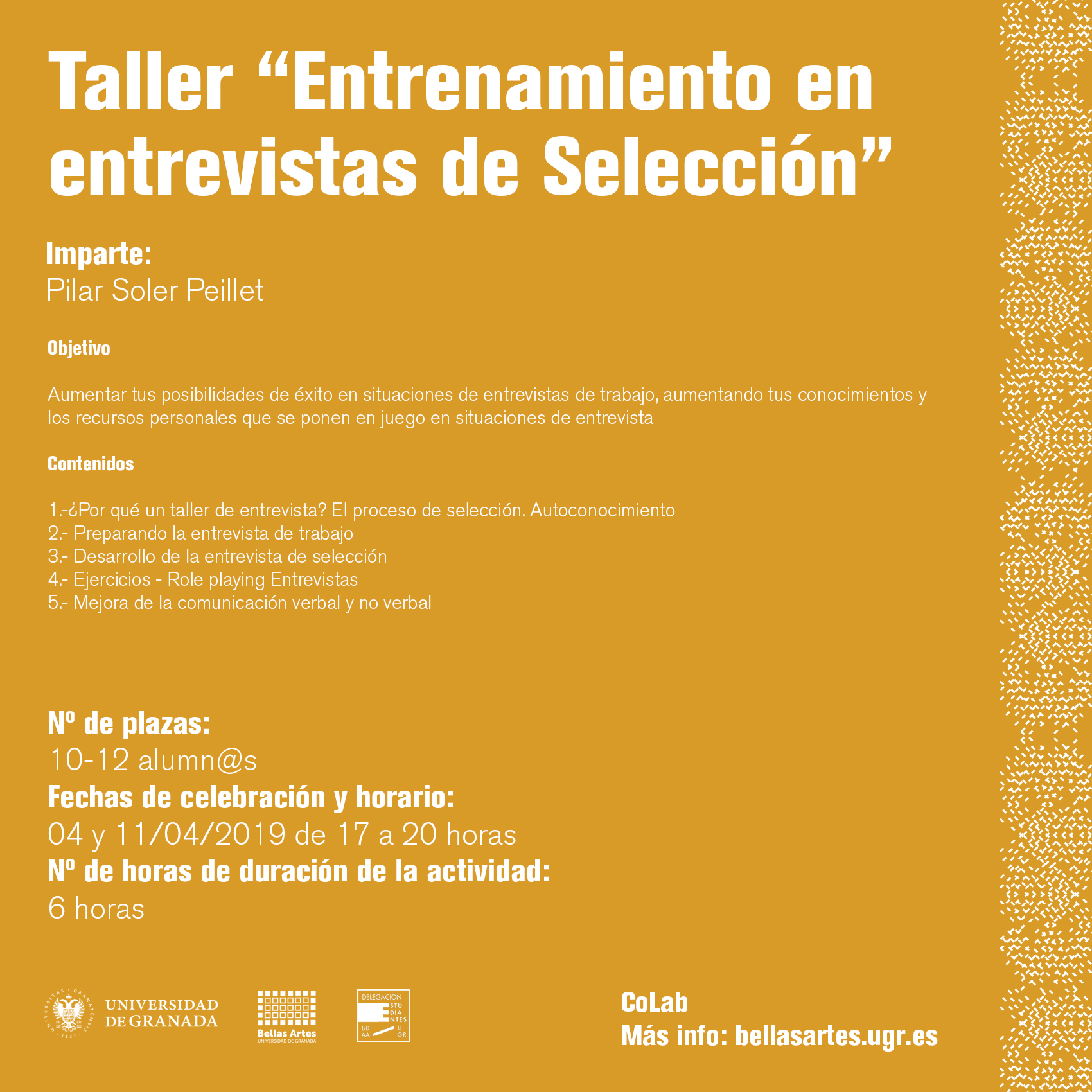 Imagen de portada de Taller “COLAB: Entrenamiento en entrevistas de selección”. Imparte Pilar Soler