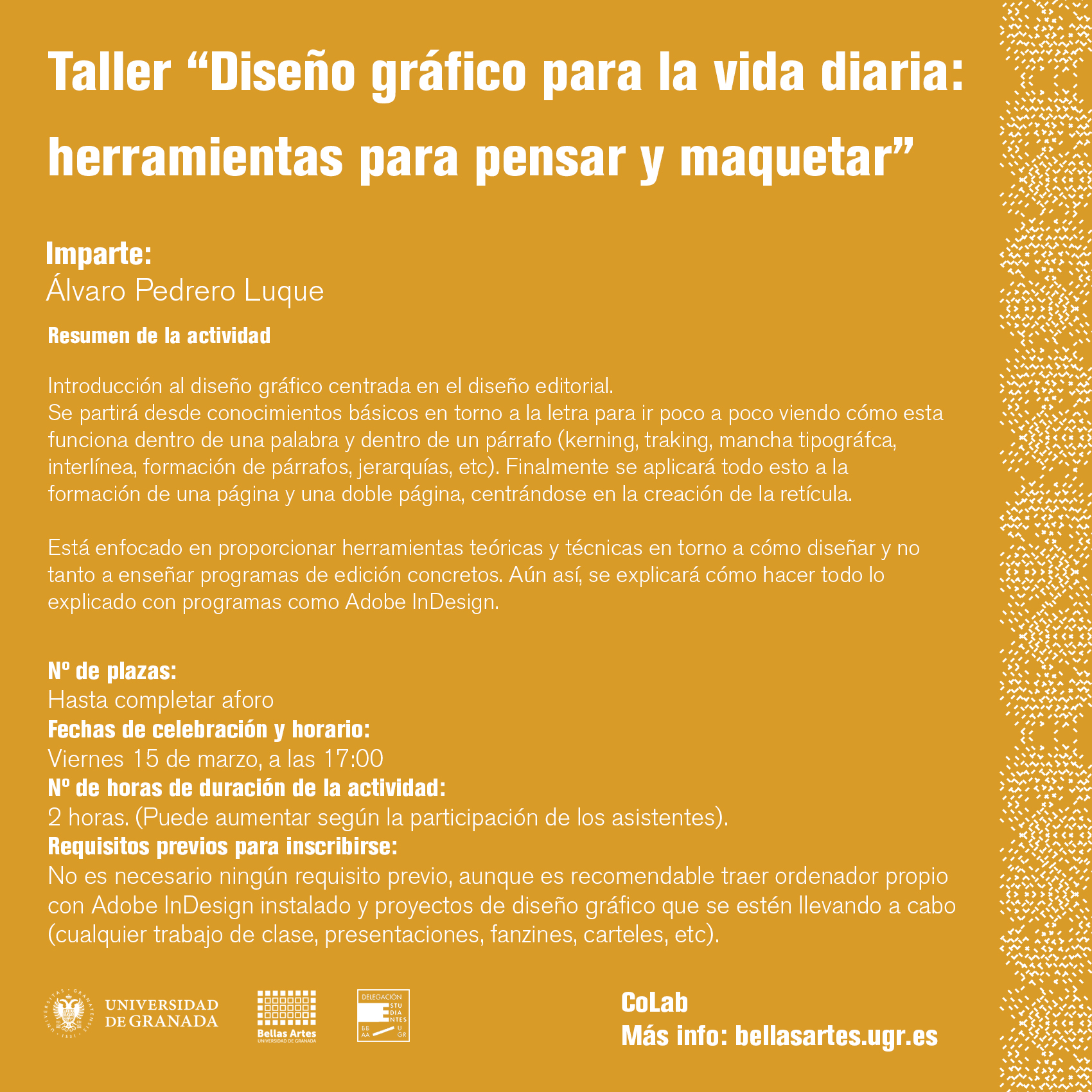 Imagen de portada de Taller “COLAB: Diseño gráfico para la vida diaria”. Imparte Álvaro Pedrero