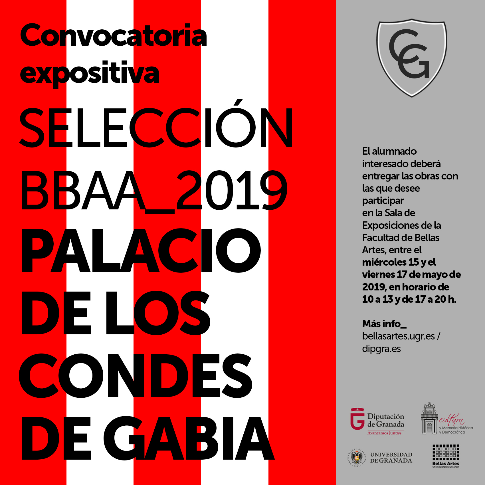 Imagen de portada de Convocatoria EXPOSICIÓN DE BBAA promoción 2018/2019 en el PALACIO DE LOS CONDES DE GABIA